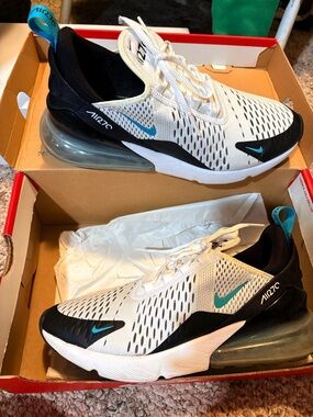 Nike Air Max 270 White Black Teal Sneakers